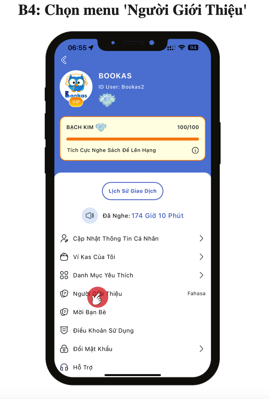 Bước 4: Chọn menu 