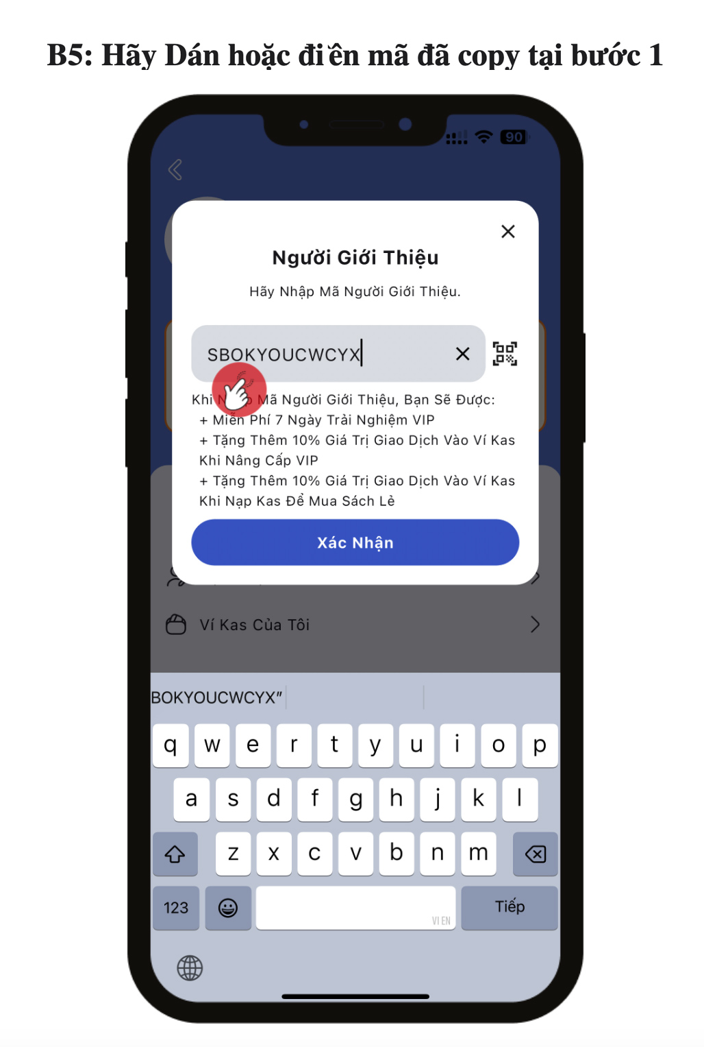 Bước 5: Dán hoặc điền mã đã copy tại bước 1