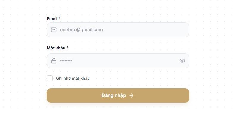 Màn hình đăng nhập OneBox