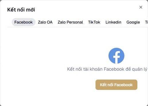 Hộp thoại Kết nối mới, tab Facebook
