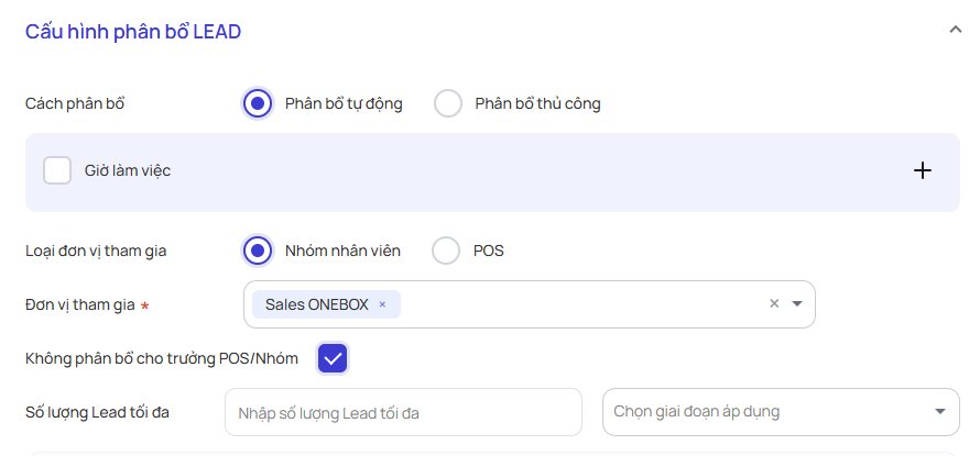 Cấu hình phân bổ Lead