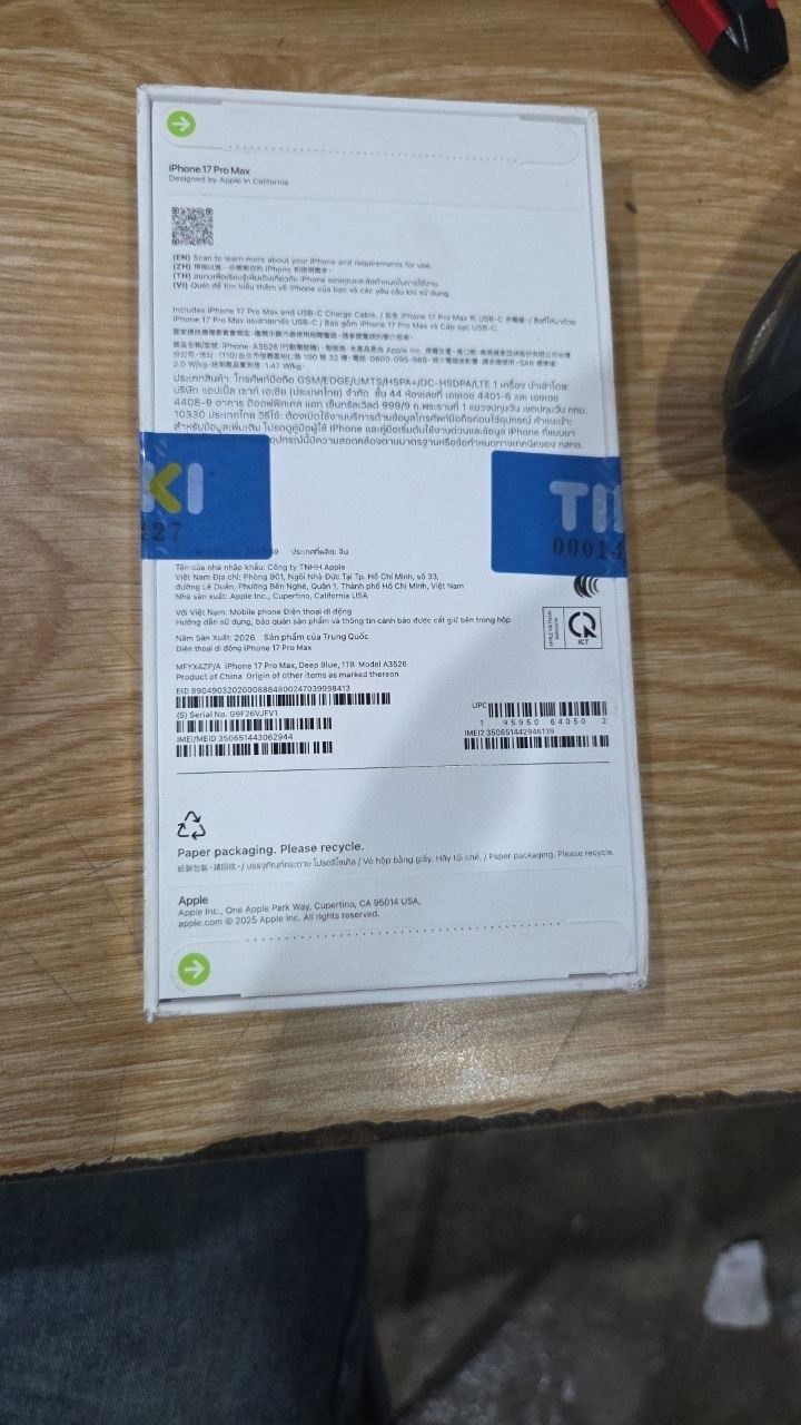 Apple iPhone 17 Pro Max - Xanh đậm - 1TB