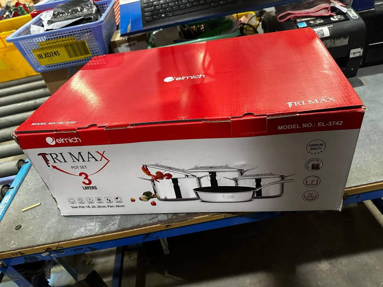 Bộ Nồi Chảo Inox 304 3 Lớp Đáy Liền Cao Cấp Elmich Trimax El3742 - 4 Chiếc Size 18cm, 20cm, 26cm và Chảo 26cm