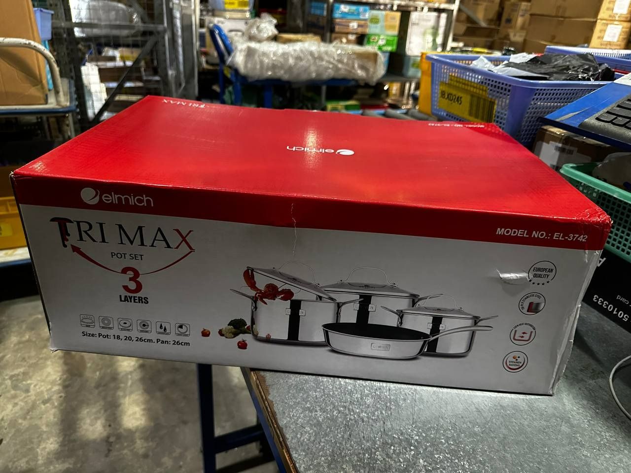 Bộ Nồi Chảo Inox 304 3 Lớp Đáy Liền Cao Cấp Elmich Trimax El3742 - 4 Chiếc Size 18cm, 20cm, 26cm và Chảo 26cm