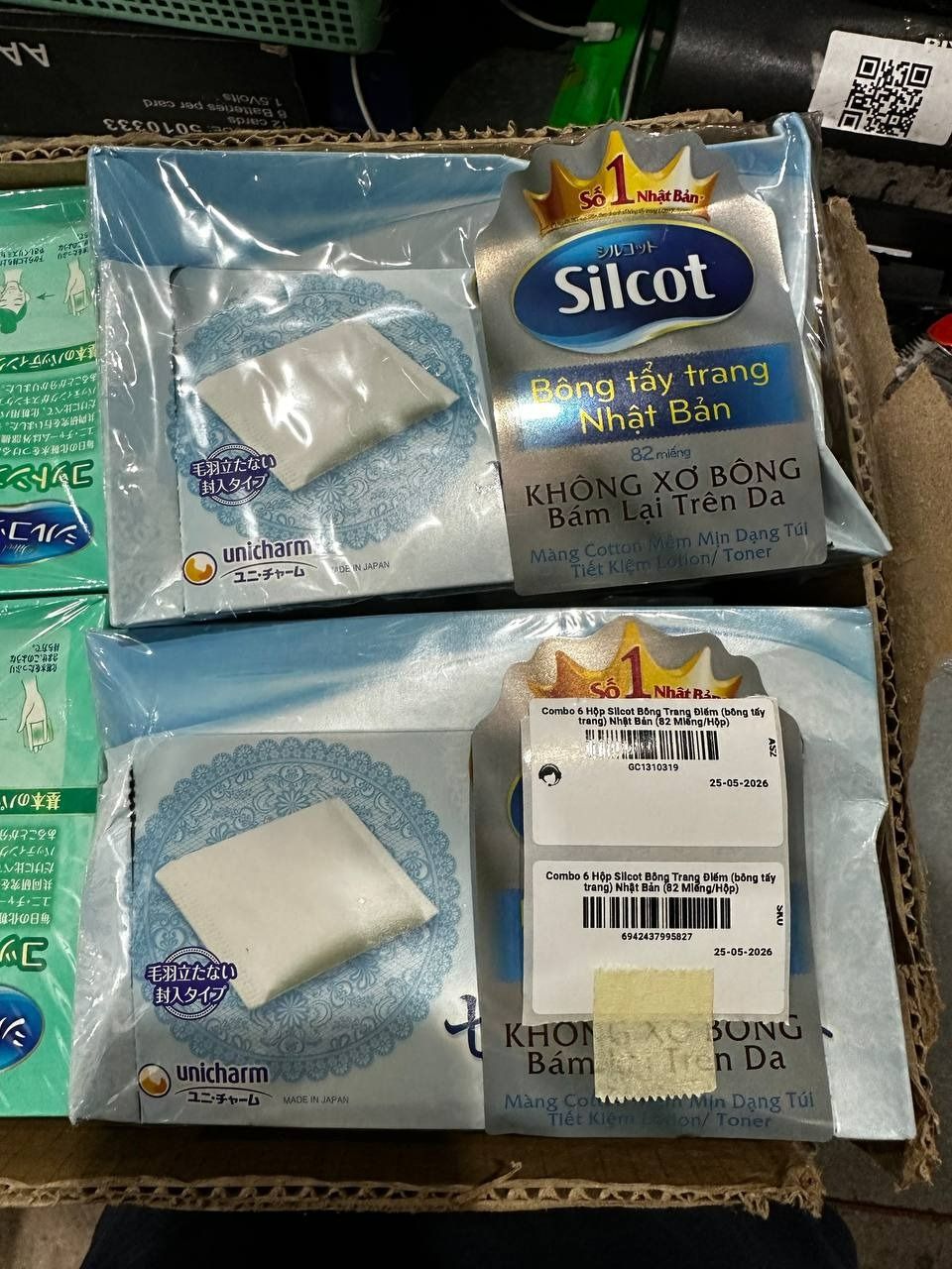 Combo 6 Hộp Silcot Bông Trang Điểm (bông tẩy trang) Nhật Bản (82 Miếng/Hộp)