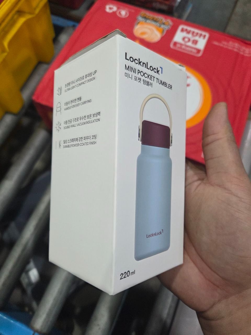 Bình giữ nhiệt bỏ túi LocknLock Mini pocket tumbler có quai xách LHC4439GRN - LHC4438BLU - LHC4437IVY