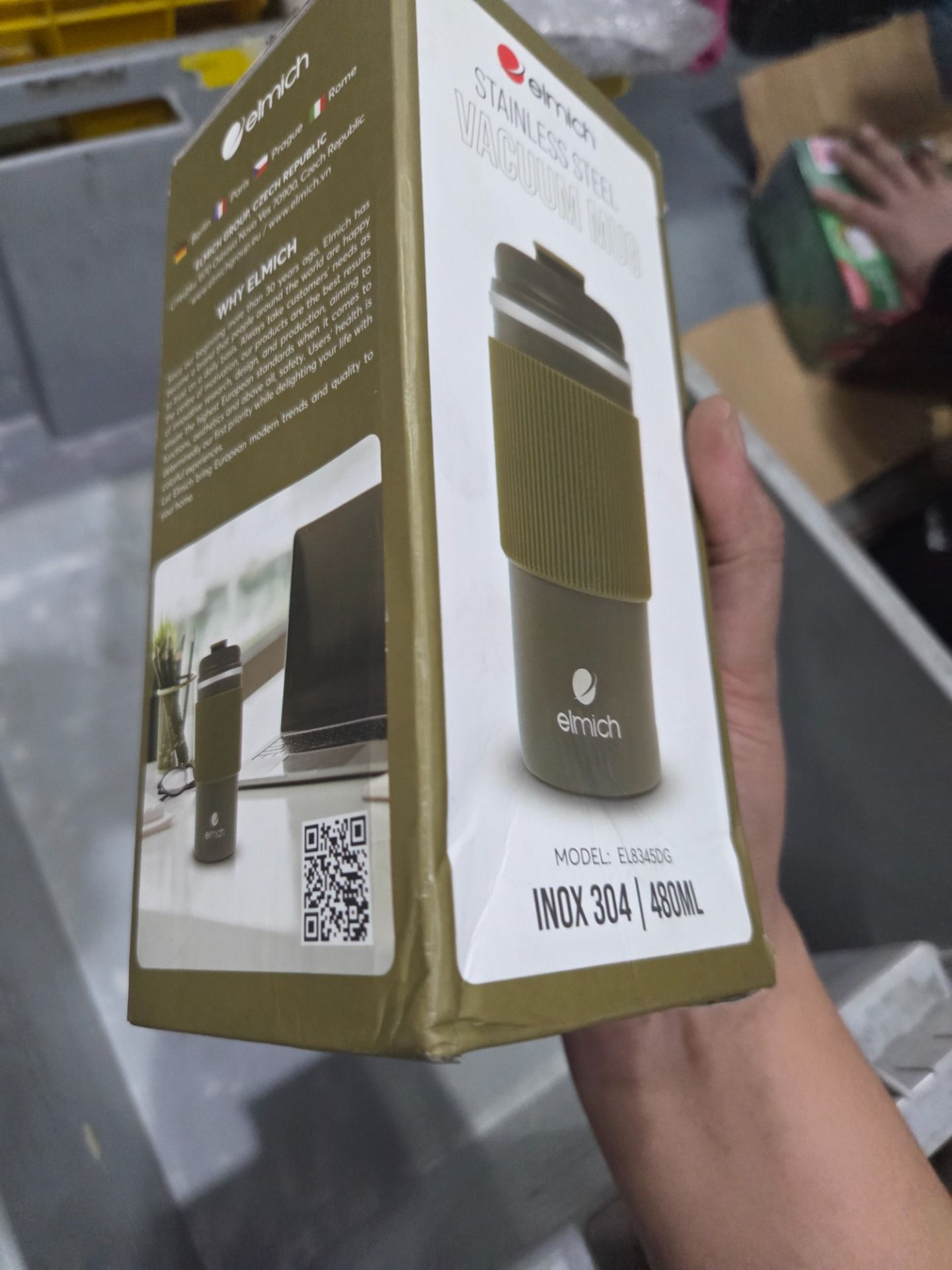 Cốc giữ nhiệt inox 304 Elmich EL8345 dung tích 480ML - Hàng Chính Hãng - Màu Xanh Lá Đậm