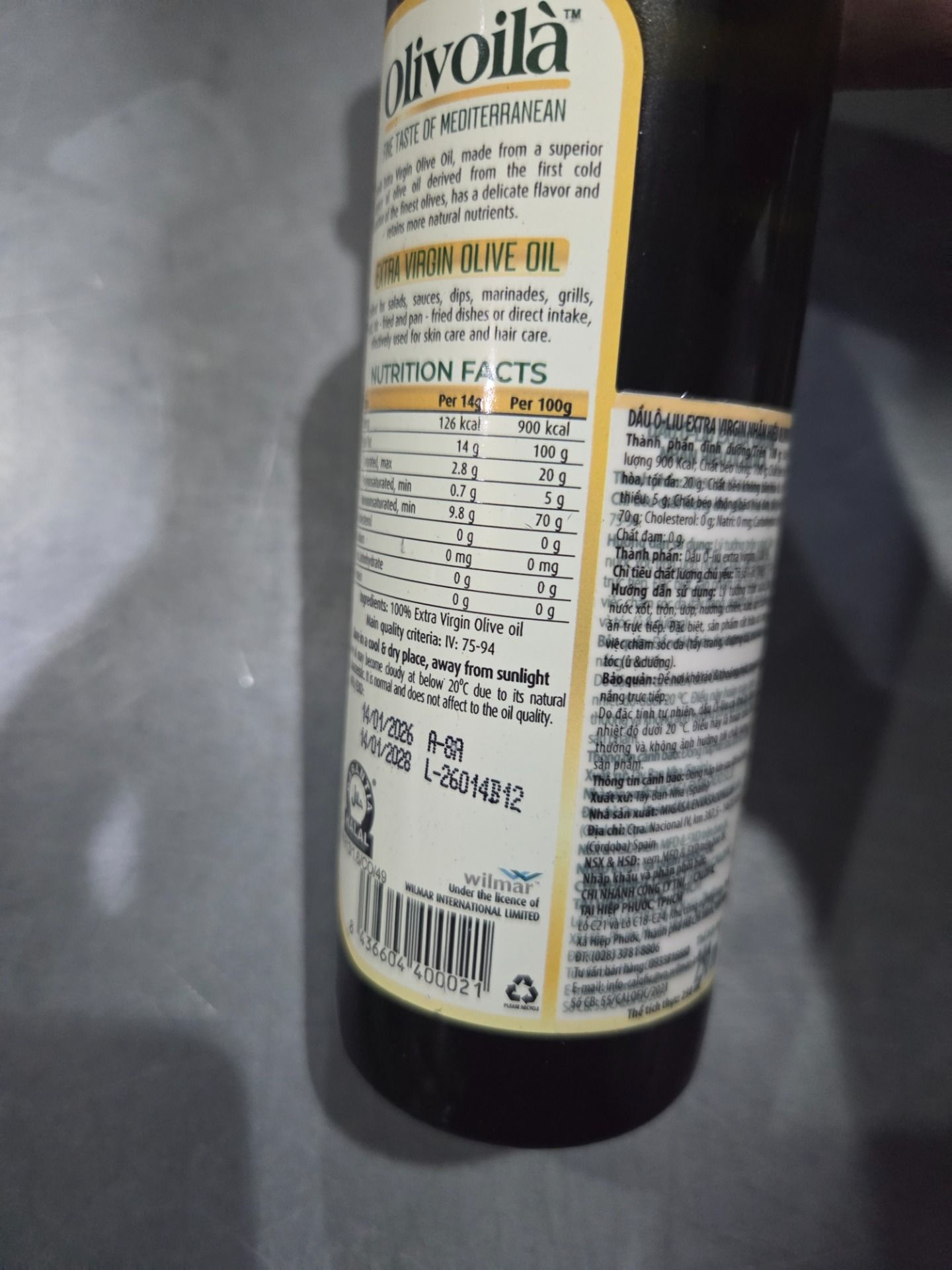 Dầu Ôliu Nguyên Chất Olivoilà (250ml / Chai)