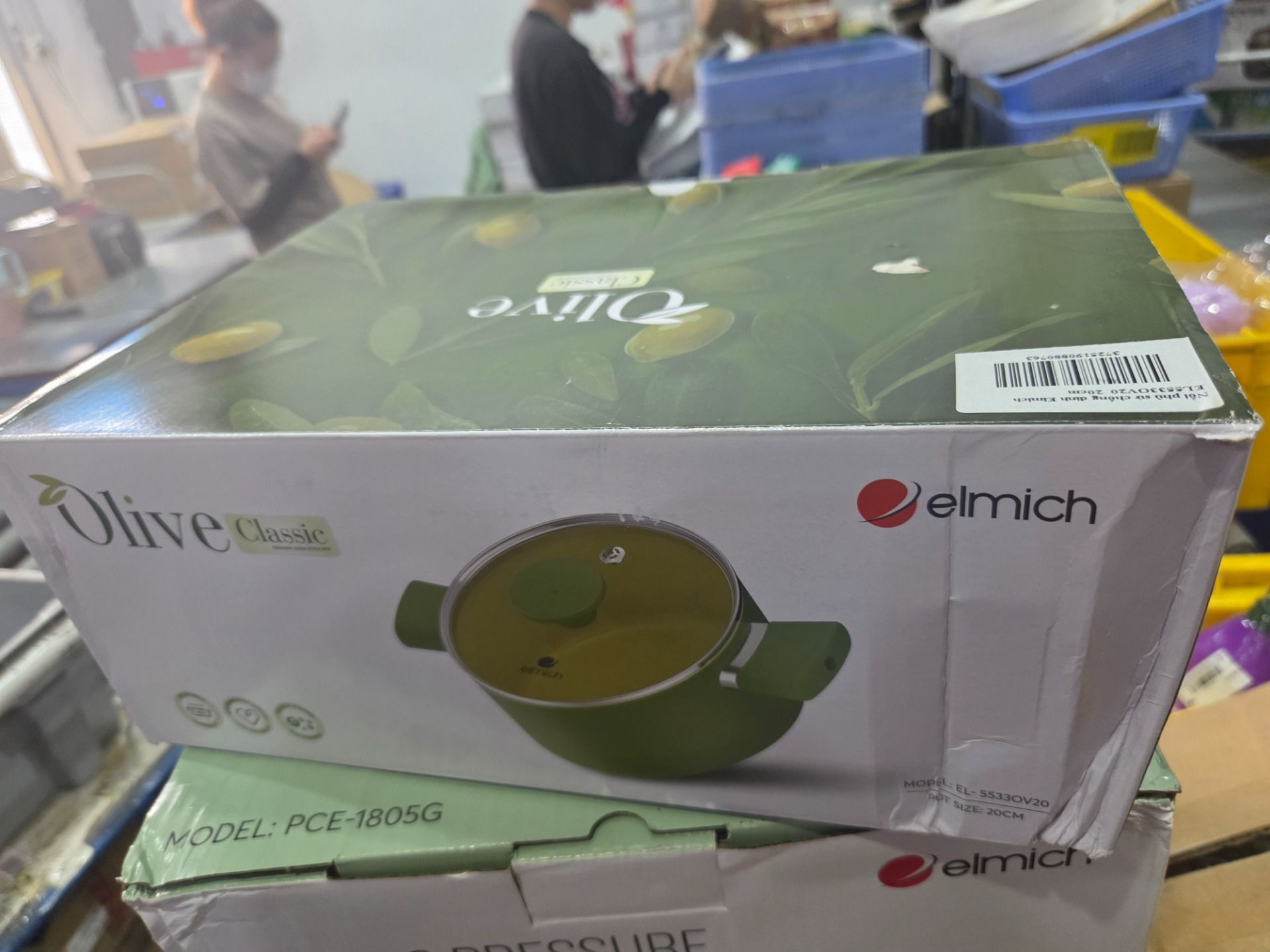 Nồi phủ sứ chống dính Elmich Olive Classic EL5533OV size 16,18,20cm - Hàng chính hãng - Nồi (20cm)