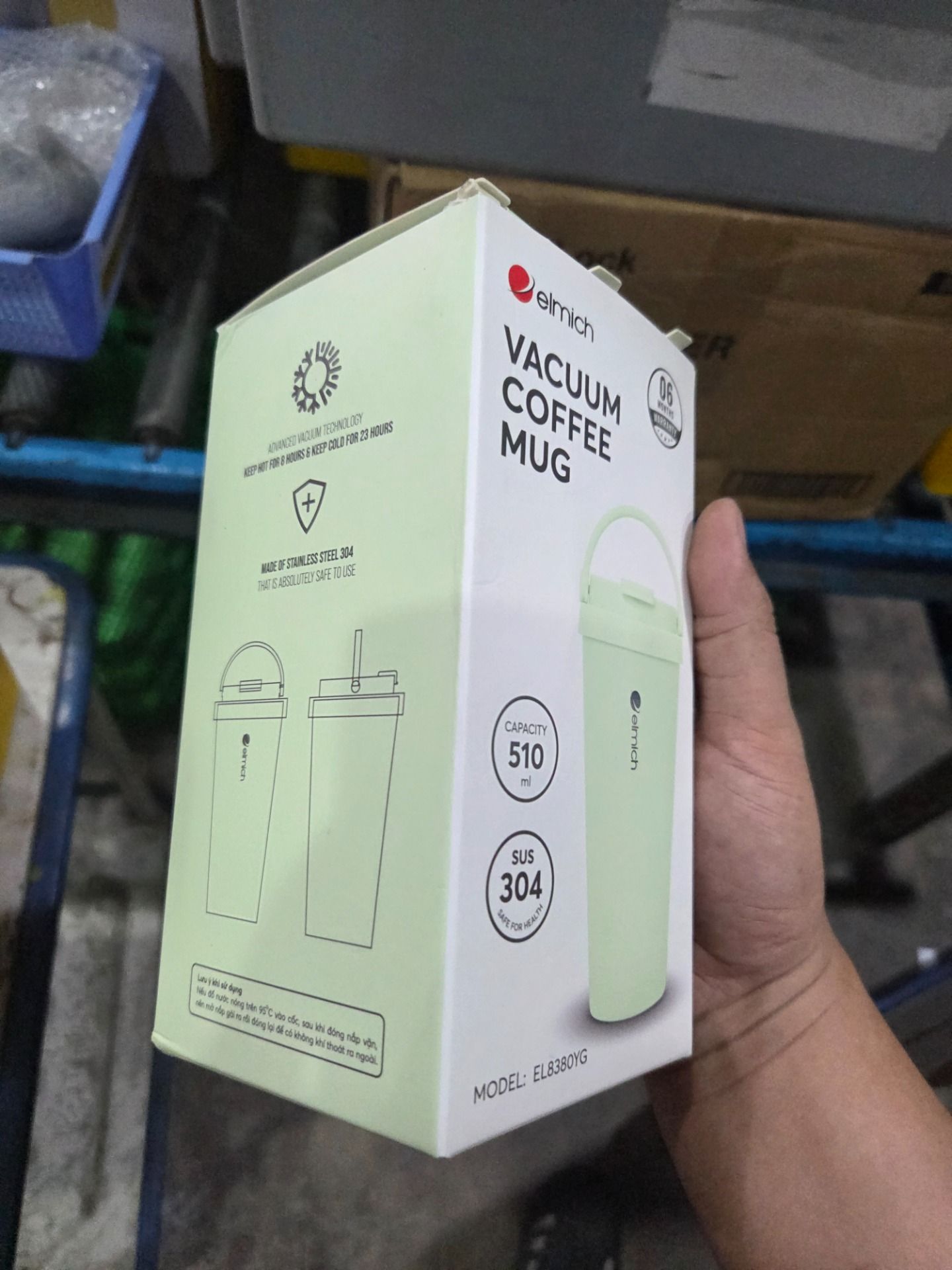 Cốc giữ nhiệt inox 304 Elmich EL-8380 dung tích 510ml (6 màu) - Xanh cốm