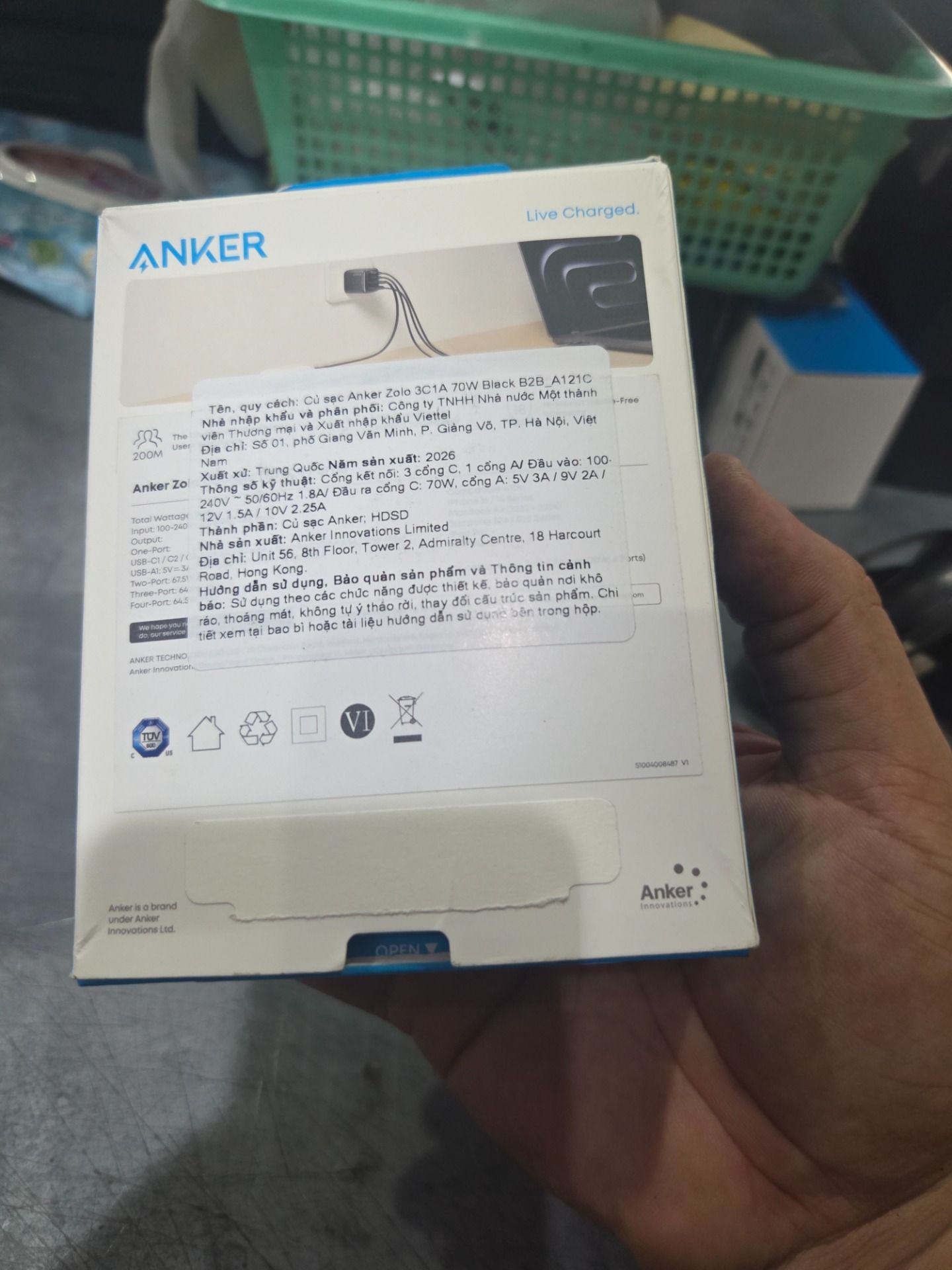 Củ sạc Anker Zolo 3C1A 70W Đen (Black) A121C - Hàng Chính Hãng