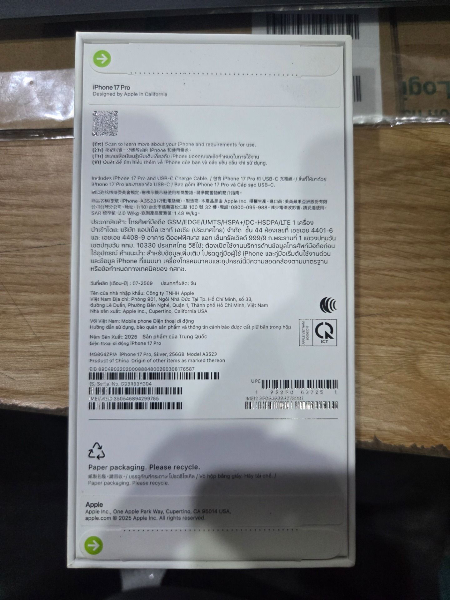 Apple iPhone 17 Pro - Bạc - 256GB