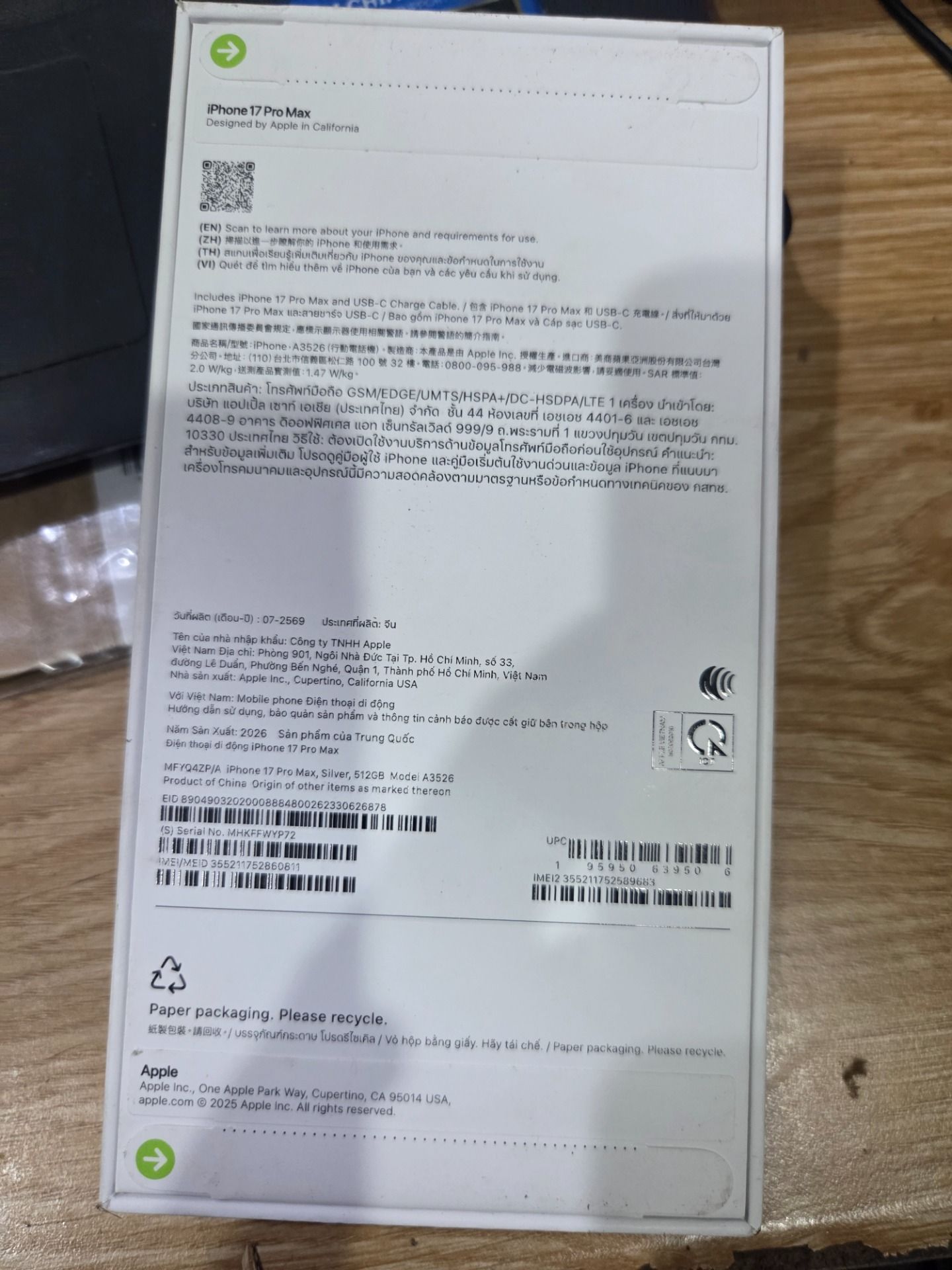 Apple iPhone 17 Pro Max - Bạc - 512GB