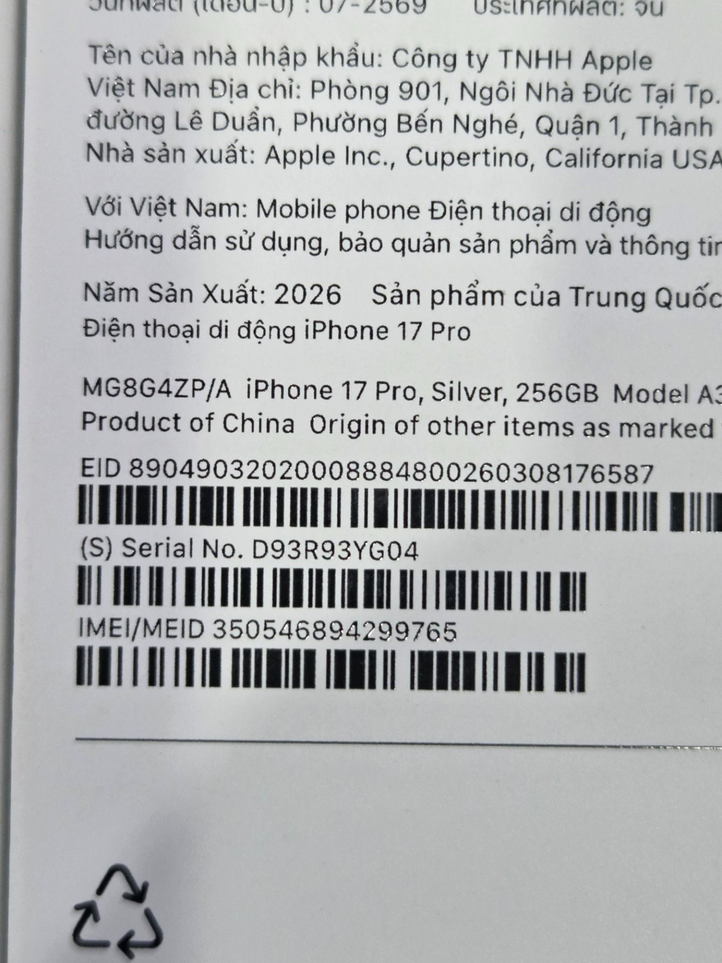 Apple iPhone 17 Pro - Bạc - 256GB